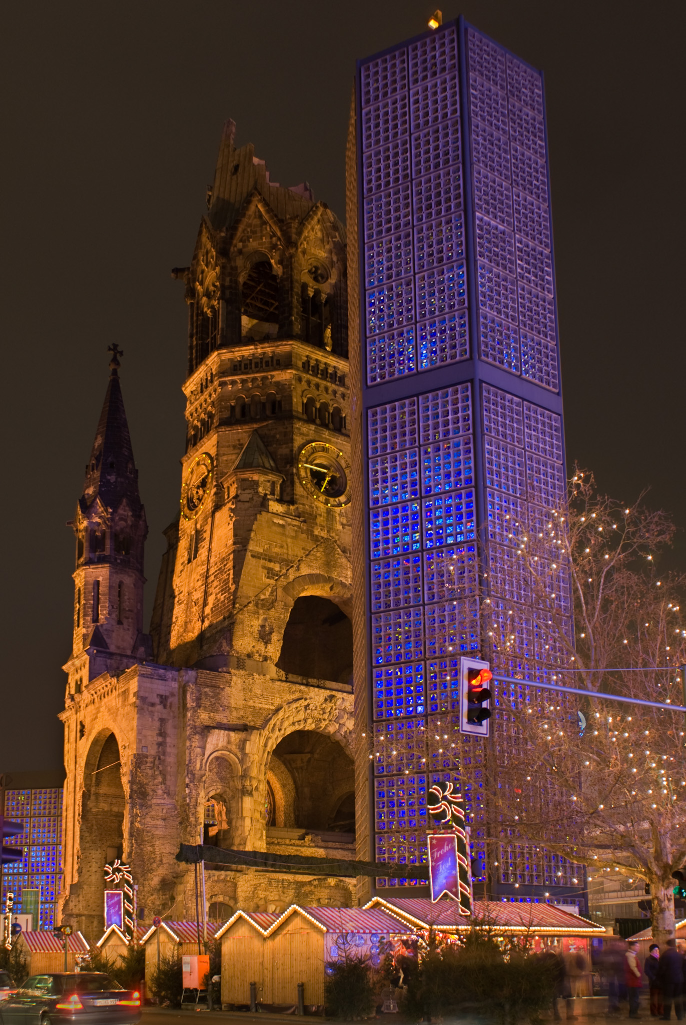 The Memorial church on Kurfurstendam in the evening.